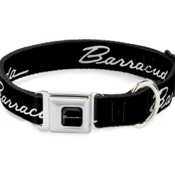 BARRACUDA Script Logo Full Color Black/White Seatbelt Buckle Collar - BARRACUDA Script Logo Black/Silver