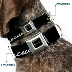 BARRACUDA Script Logo Full Color Black/White Seatbelt Buckle Collar - BARRACUDA Script Logo Black/Silver