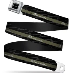 BARRACUDA Script Logo Full Color Black White Seatbelt Belt - BARRACUDA Script Stripe/Monogram Black/Gray/Olive/Silver Webbing