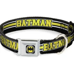 Bat Signal Black/White/Yellow Seatbelt Buckle Collar - BATMAN/Bat Signal Triple Stripe Black/White/Yellow