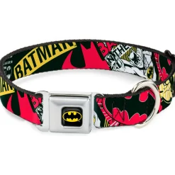 Batman Full Color Black Yellow Seatbelt Buckle Collar - Batman Caped Crusader