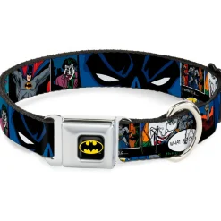 Batman Full Color Black Yellow Seatbelt Buckle Collar - Batman & Joker Comic Strip