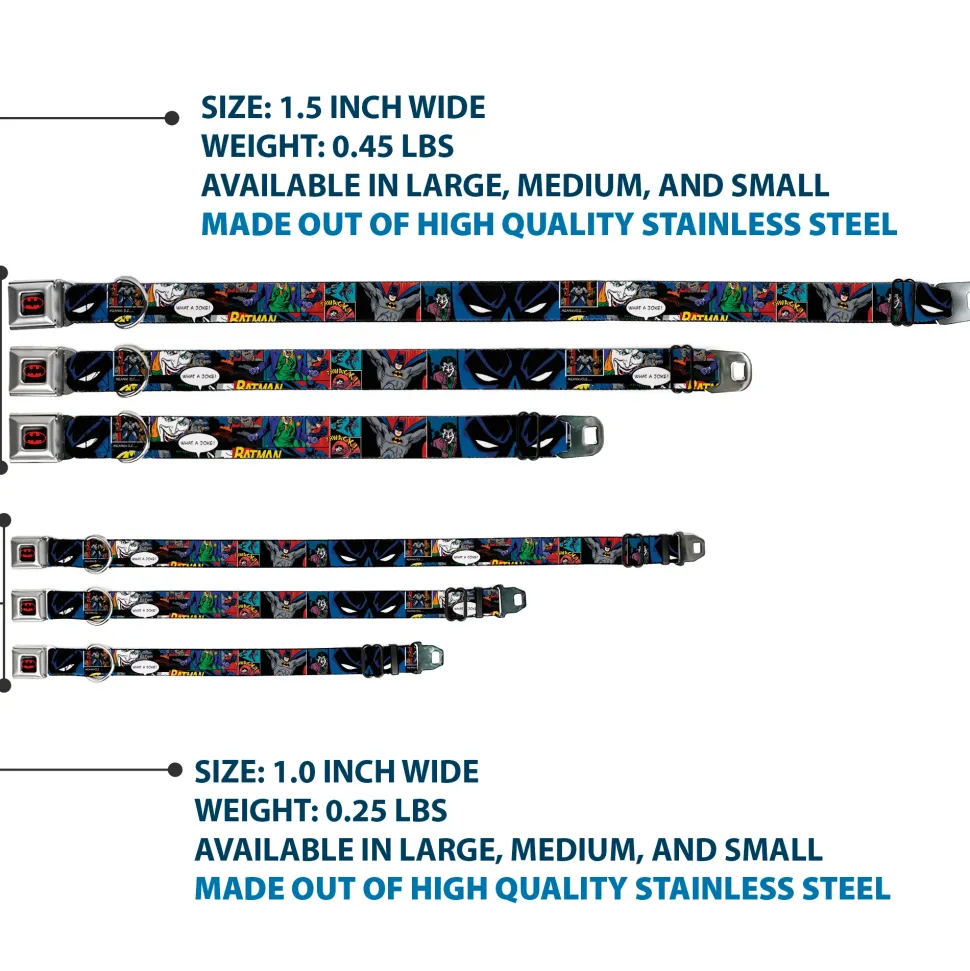 Batman Full Color Black Yellow Seatbelt Buckle Collar - Batman & Joker Comic Strip