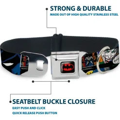 Batman Full Color Black Yellow Seatbelt Buckle Collar - Batman & Joker Comic Strip
