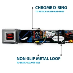 Batman Full Color Black Yellow Seatbelt Buckle Collar - Batman & Joker Comic Strip