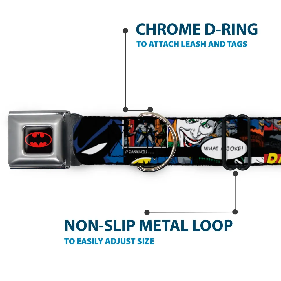 Batman Full Color Black Yellow Seatbelt Buckle Collar - Batman & Joker Comic Strip