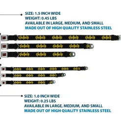 Batman Full Color Black Yellow Seatbelt Buckle Collar - Zebra Bat Signal Black/Gray/Yellow/Black