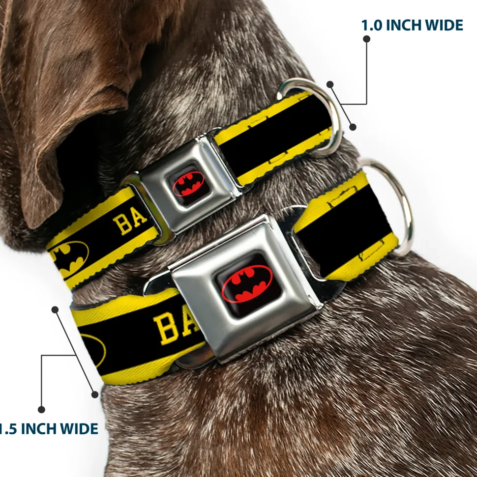 Batman Full Color Black Yellow Seatbelt Buckle Collar - BATMAN/Logo Stripe Yellow/Black