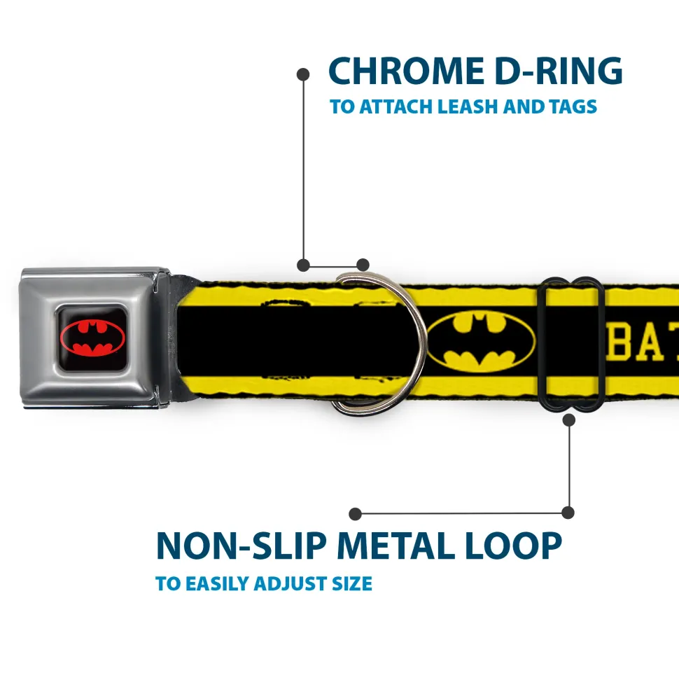 Batman Full Color Black Yellow Seatbelt Buckle Collar - BATMAN/Logo Stripe Yellow/Black