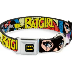 Batman Full Color Black Yellow Seatbelt Buckle Collar - BATGIRL in Action w/Face CLOSE-UP