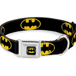 Batman Full Color Black Yellow Seatbelt Buckle Collar - Batman Shield Black/Yellow
