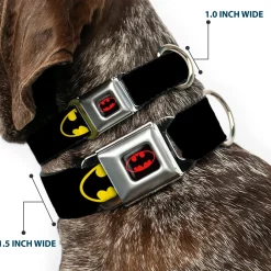 Batman Full Color Black Yellow Seatbelt Buckle Collar - Batman Shield Black/Yellow