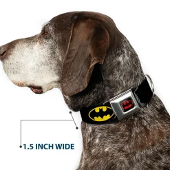 Batman Full Color Black Yellow Seatbelt Buckle Collar - Batman Shield Black/Yellow