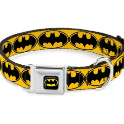 Batman Full Color Black Yellow Seatbelt Buckle Collar - Bat Signal-3 Yellow/Black/Yellow