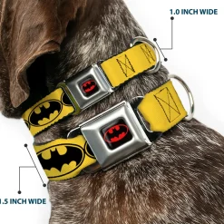 Batman Full Color Black Yellow Seatbelt Buckle Collar - Bat Signal-3 Yellow/Black/Yellow