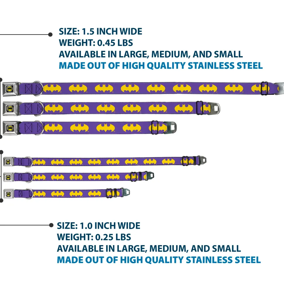 Batman Signal Full Color Purple Yellow Seatbelt Buckle Collar - Batman Signal Purple/Yellow