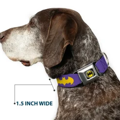 Batman Signal Full Color Purple Yellow Seatbelt Buckle Collar - Batman Signal Purple/Yellow