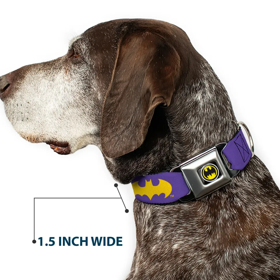 Batman Signal Full Color Purple Yellow Seatbelt Buckle Collar - Batman Signal Purple/Yellow