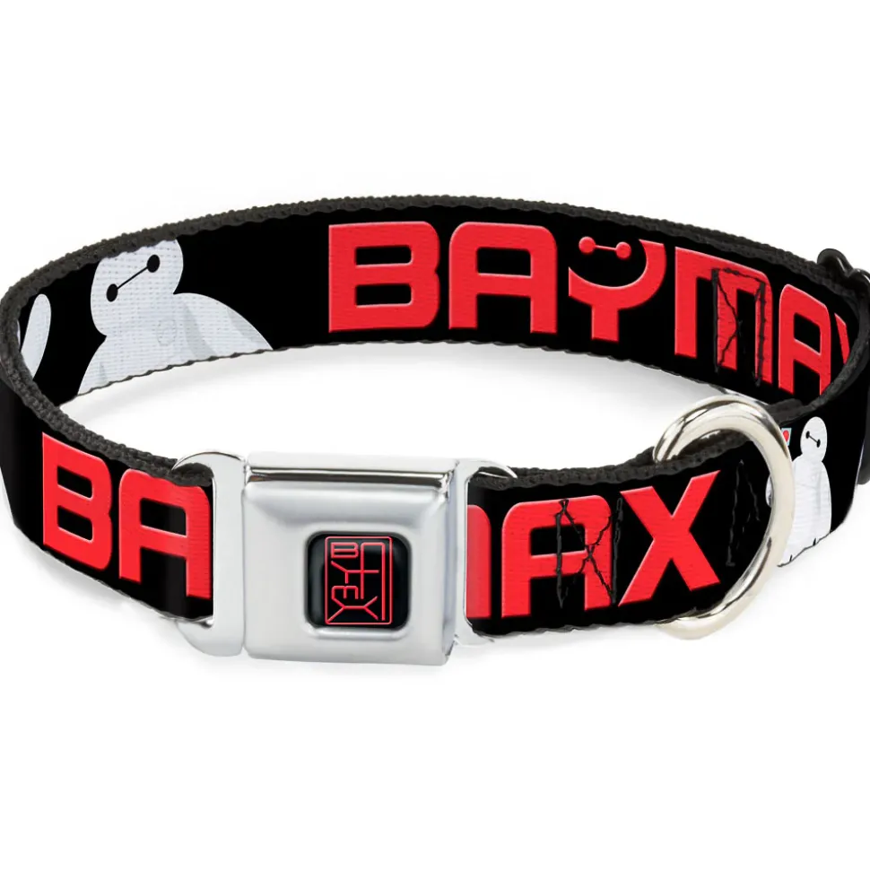 BAYMAX Hanko Full Color Black Red Seatbelt Buckle Collar - BAYMAX Poses Black/White/Red