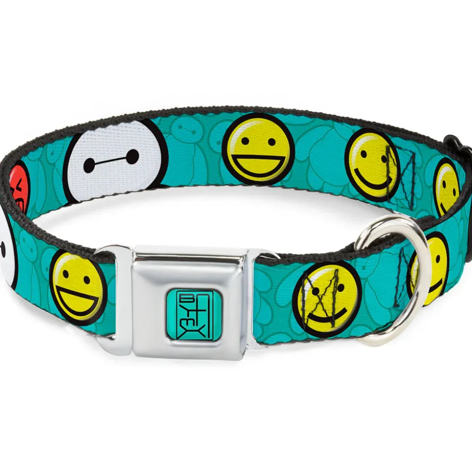 BAYMAX Hanko Full Color Turquoise Black Seatbelt Buckle Collar - Baymax/Mood Expressions/Baymax Scattered Turquoise