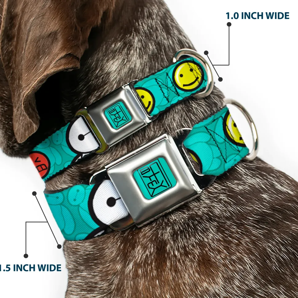 BAYMAX Hanko Full Color Turquoise Black Seatbelt Buckle Collar - Baymax/Mood Expressions/Baymax Scattered Turquoise