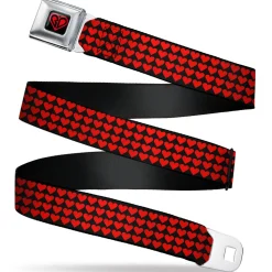 BD Heart Logo Full Color Black/Red Seatbelt Belt - Mini Hearts Black/Red Webbing