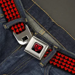 BD Heart Logo Full Color Black/Red Seatbelt Belt - Mini Hearts Black/Red Webbing
