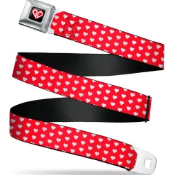 BD Heart Logo Full Color Black/Red/White Seatbelt Belt - Mini Hearts Monogram Red/White Webbing