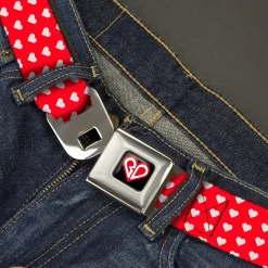 BD Heart Logo Full Color Black/Red/White Seatbelt Belt - Mini Hearts Monogram Red/White Webbing