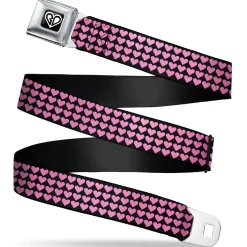 BD Heart Logo Full Color Black/White Seatbelt Belt - Mini Hearts Black/Pink Webbing