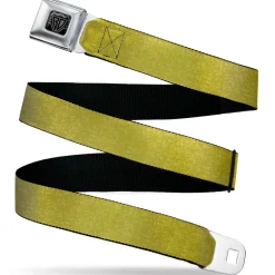 BD Wings Logo CLOSE-UP Black/Silver Seatbelt Belt - Heather4 Yellow Webbing