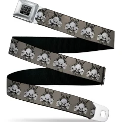 BD Wings Logo CLOSE-UP Black/Silver Seatbelt Belt - Buckle-Down Die Hard Skull Trio Gray/Black/White Webbing