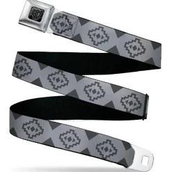 BD Wings Logo CLOSE-UP Black/Silver Seatbelt Belt - Aztec21 Tonal Grays Webbing
