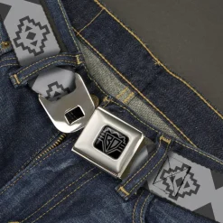 BD Wings Logo CLOSE-UP Black/Silver Seatbelt Belt - Aztec21 Tonal Grays Webbing