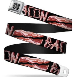 BD Wings Logo CLOSE-UP Full Color Black Silver Seatbelt Belt - Bacon w/Text2 Webbing