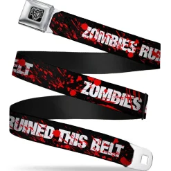 BD Wings Logo CLOSE-UP Full Color Black Silver Seatbelt Belt - ZOMBIES RUINED THIS BELT Black/White/Red Splatter Webbing