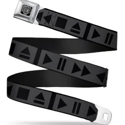 BD Wings Logo CLOSE-UP Full Color Black Silver Seatbelt Belt - Control Buttons Black/Gray Webbing