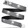 BD Wings Logo CLOSE-UP Full Color Black Silver Seatbelt Belt - Metal Skull Black/White Webbing