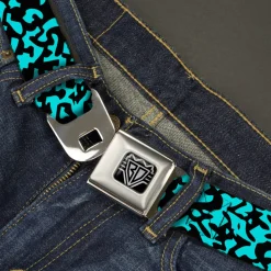BD Wings Logo CLOSE-UP Full Color Black Silver Seatbelt Belt - Eighties 1 Blue/Black Webbing