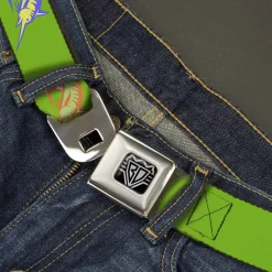 BD Wings Logo CLOSE-UP Full Color Black Silver Seatbelt Belt - Marlin Green/Multi Color Webbing
