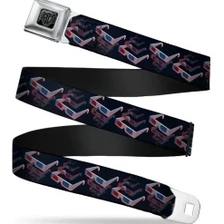 BD Wings Logo CLOSE-UP Full Color Black Silver Seatbelt Belt - 3-D Glasses Black Webbing