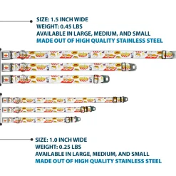 Beavis and Butt-Head BURGER WORLD Logo Full Color White Seatbelt Buckle Collar - BEAVIS AND BUTT-HEAD Burger World Icons Collage White