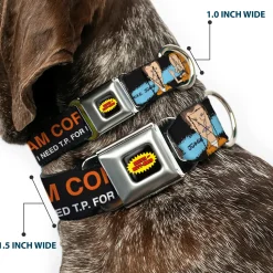 BEAVIS AND BUTT-HEAD Title Logo Full Color Black/Yellow/Red Seatbelt Buckle Collar - Beavis and Butt-Head I AM CORNHOLIO Pose Black/Orange/White