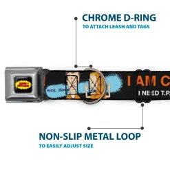 BEAVIS AND BUTT-HEAD Title Logo Full Color Black/Yellow/Red Seatbelt Buckle Collar - Beavis and Butt-Head I AM CORNHOLIO Pose Black/Orange/White