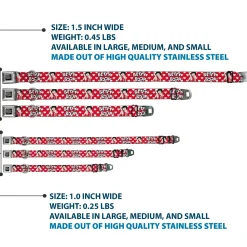 BETTY BOOP Text Heart Logo Full Color Black/White Seatbelt Buckle Collar - BETTY BOOP Seated Leg Kick Pose and Text Hearts Red/White/Black