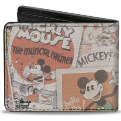 Bi-Fold Wallet - Classic Mickey Sitting Pose CLOSE-UP Stacked Comics
