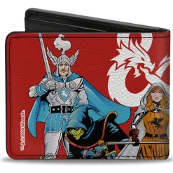 Bi-Fold Wallet - Dungeons & Dragons Five Action Figure Group Pose and Ampersand Logo Red/White
