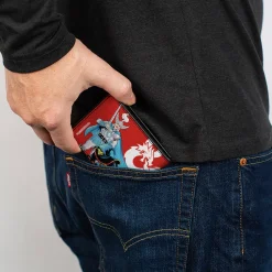 Bi-Fold Wallet - Dungeons & Dragons Five Action Figure Group Pose and Ampersand Logo Red/White