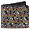 Bi-Fold Wallet - Nerdy Mickey Mouse 3-Pose Stripe Gray