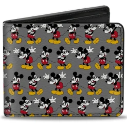 Bi-Fold Wallet - Nerdy Mickey Mouse 3-Pose Stripe Gray